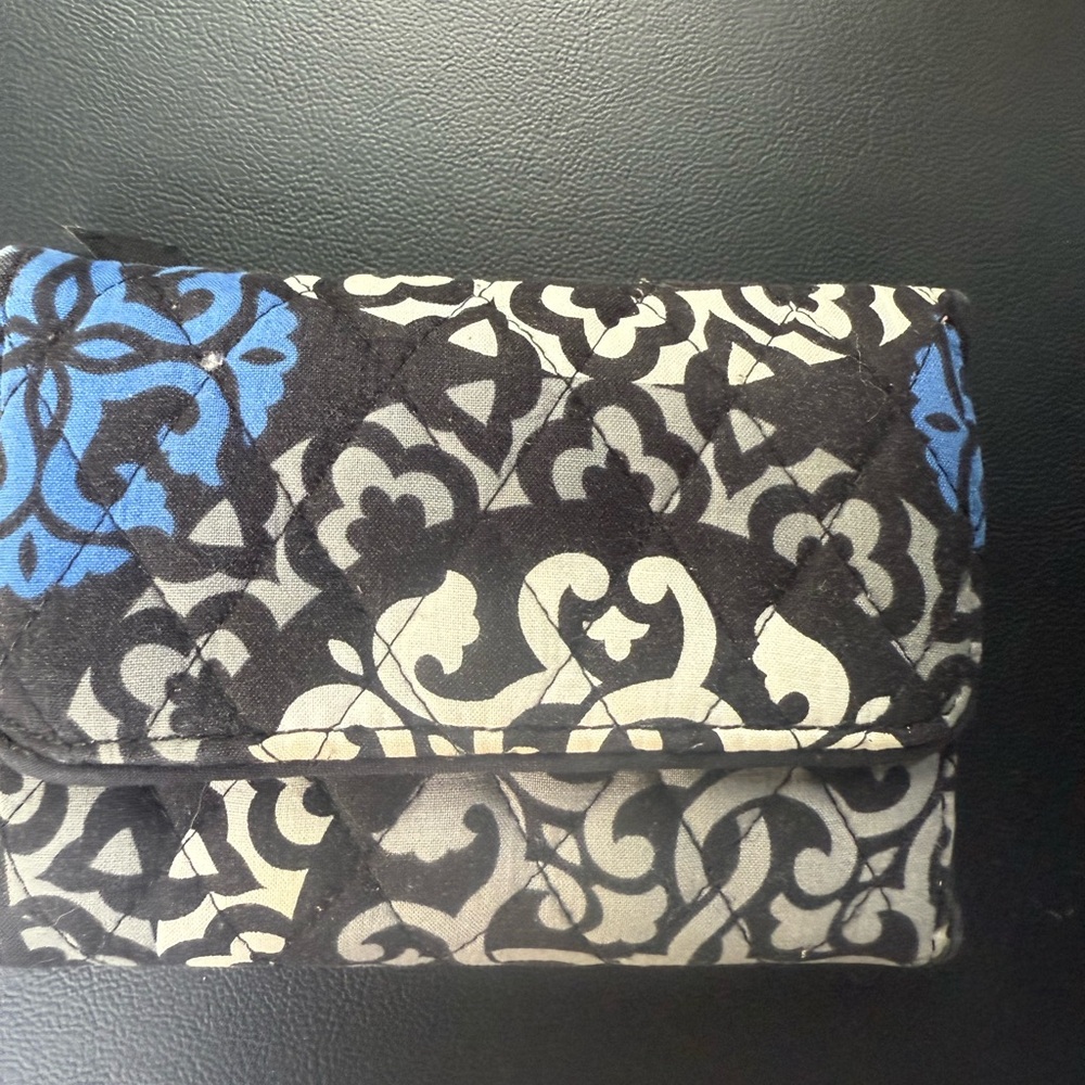 Vera Bradley Black and Blue Quilted Clutch